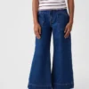 Kinderjeans met hoge taille, wijde pijpen en enkellengte