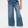 Kinderjeans met hoge taille, wijde pijpen en enkellengte
