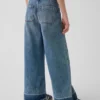 Kinderjeans met hoge taille, wijde pijpen en enkellengte