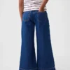 Kinderjeans met hoge taille, wijde pijpen en enkellengte