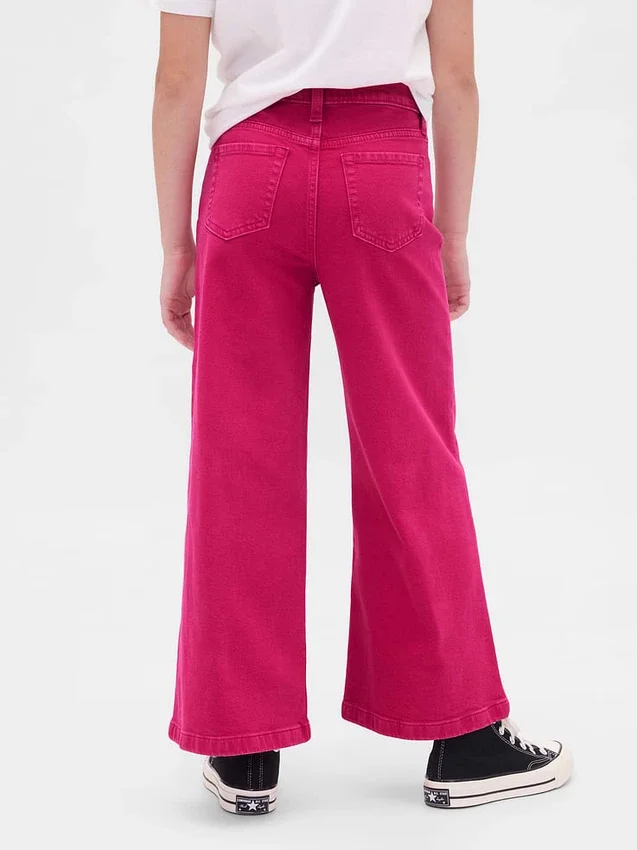 Kinderjeans met hoge taille, wijde pijpen en enkellengte
