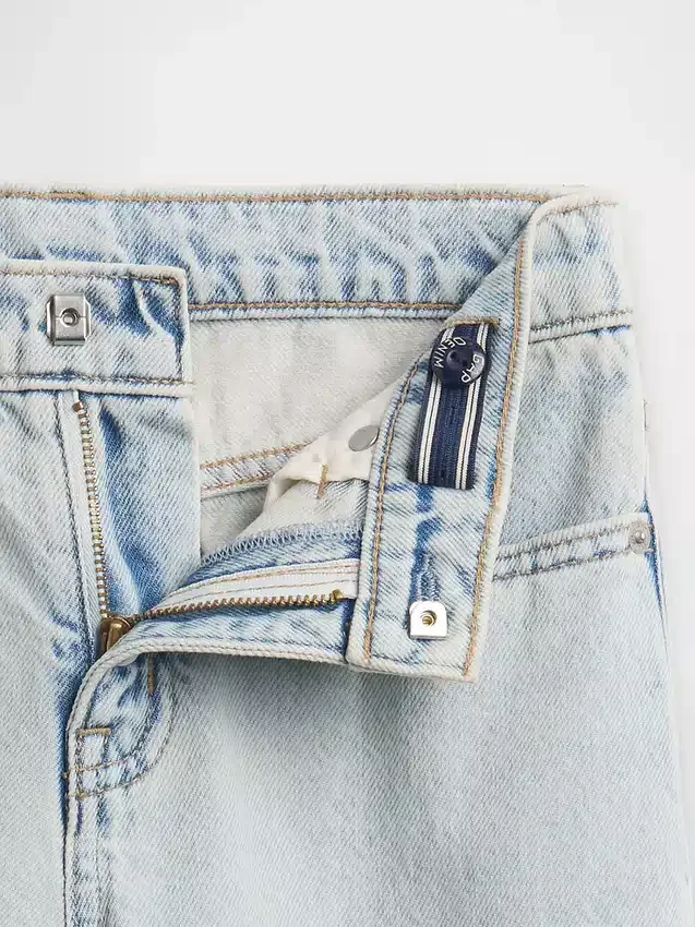 Kinderjeans met hoge taille, wijde pijpen en enkellengte
