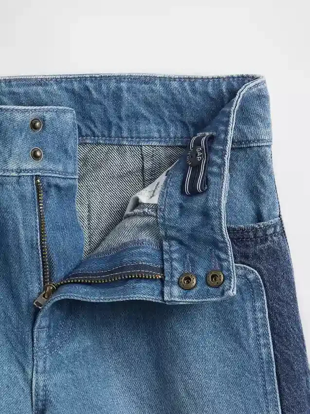 Kinderjeans met hoge taille, wijde pijpen en enkellengte