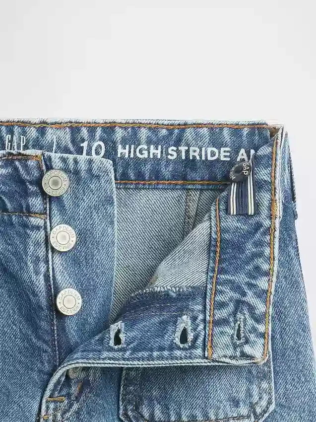 Kinderjeans met hoge taille, wijde pijpen en enkellengte