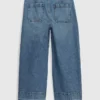 Kinderjeans met hoge taille, wijde pijpen en enkellengte