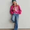 Kinderjeans met hoge taille, wijde pijpen en enkellengte
