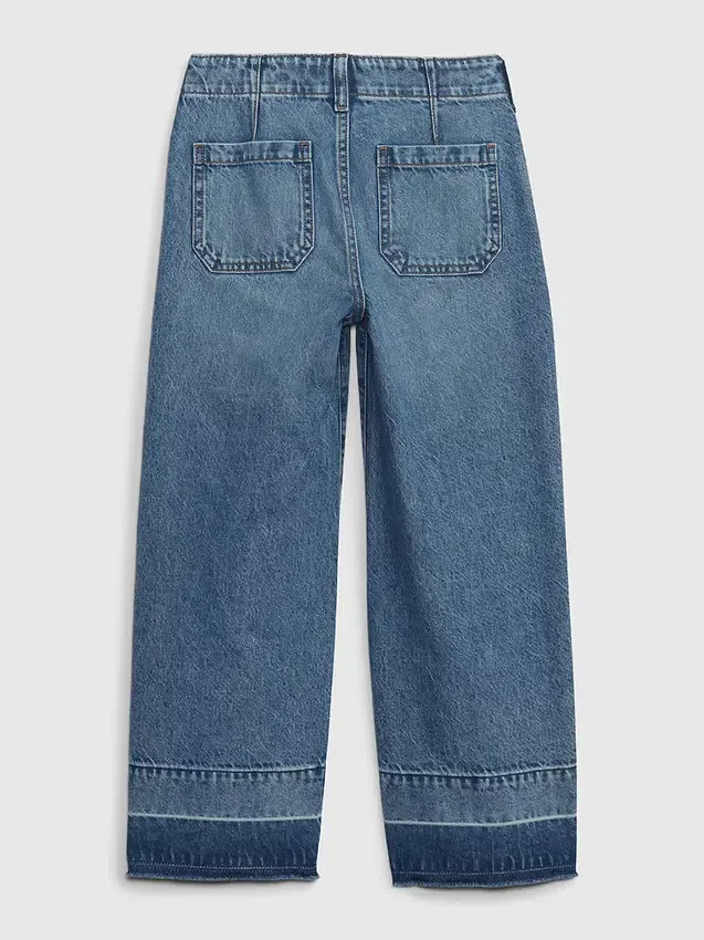 Kinderjeans met hoge taille, wijde pijpen en enkellengte