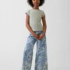 Kinderjeans met lage taille en bloemenprint