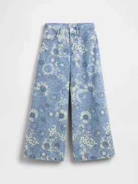 Kinderjeans met lage taille en bloemenprint