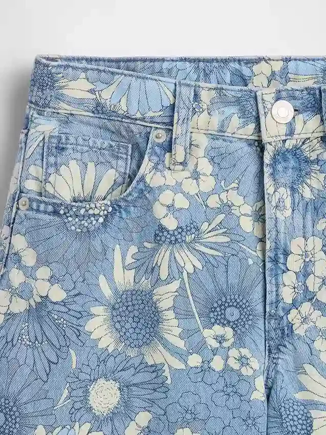 Kinderjeans met lage taille en bloemenprint