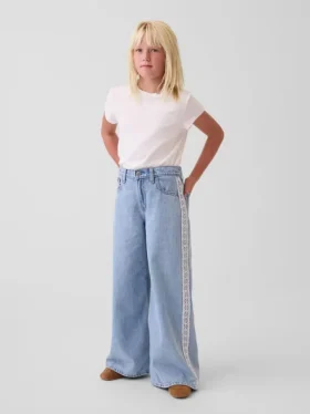Kinderjeans met lage taille en kanten rand, baggy model