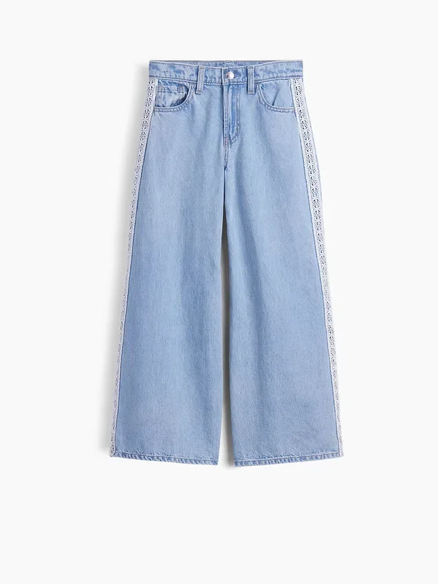 Kinderjeans met lage taille en kanten rand, baggy model