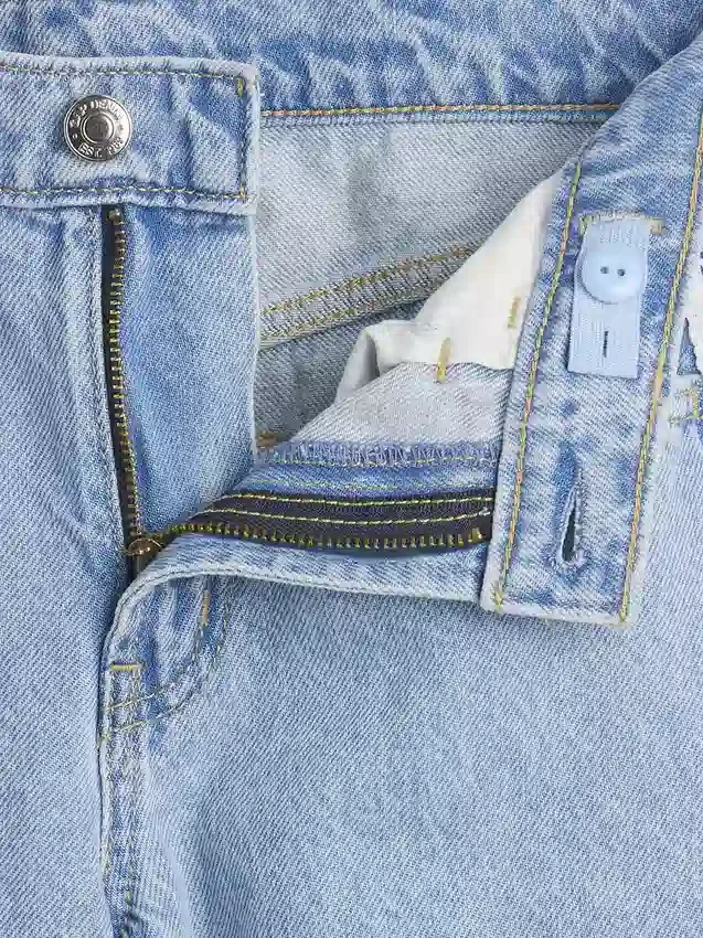 Kinderjeans met lage taille en kanten rand, baggy model