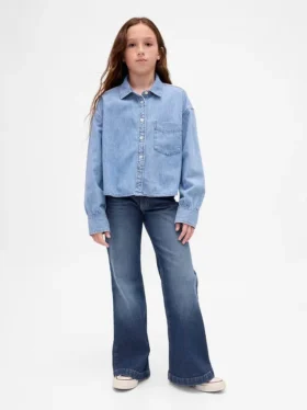 Kinderjeans met lage taille en relaxte flare