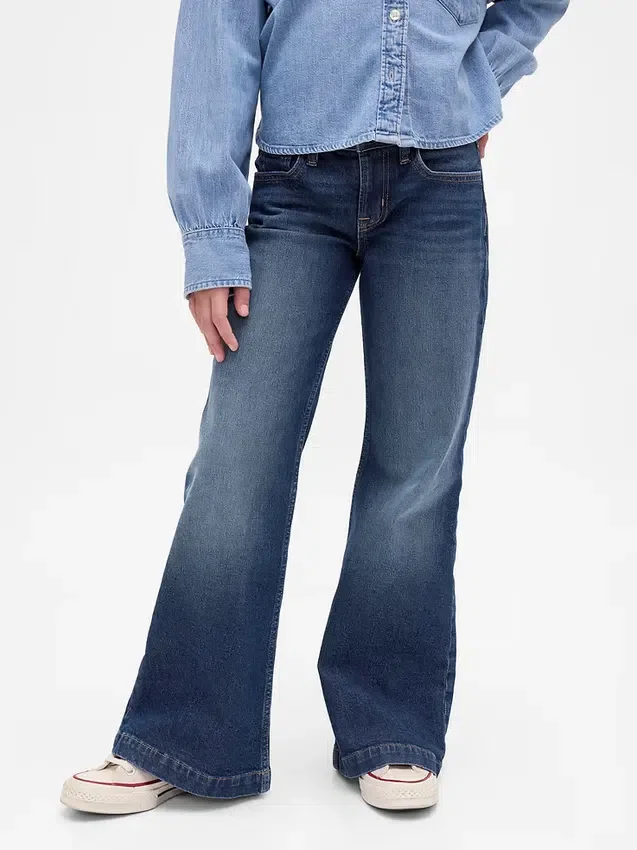 Kinderjeans met lage taille en relaxte flare