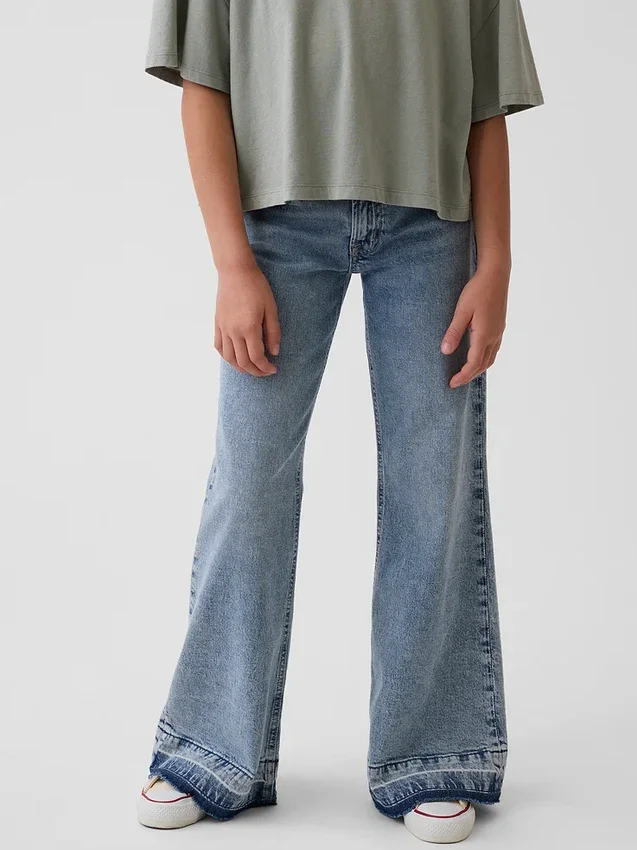 Kinderjeans met lage taille en relaxte flare