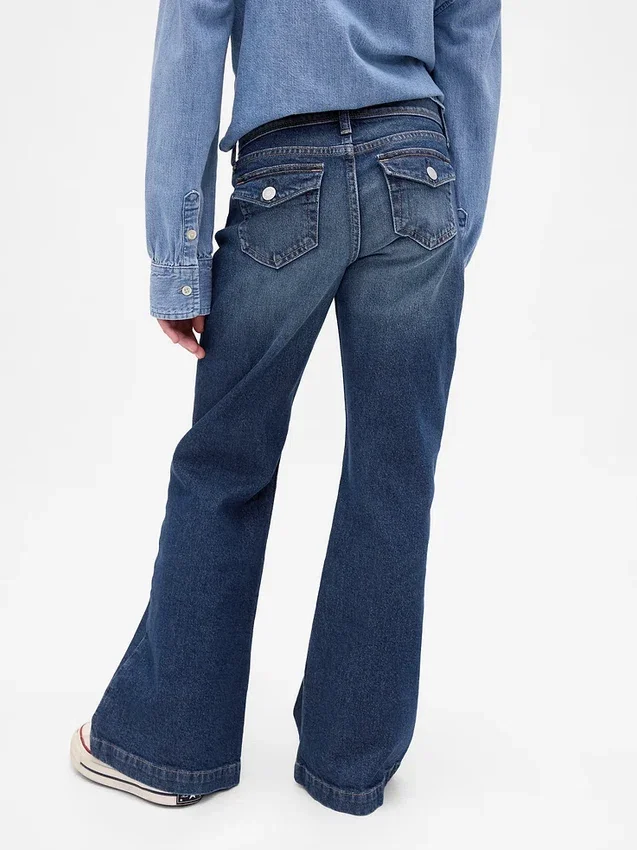 Kinderjeans met lage taille en relaxte flare