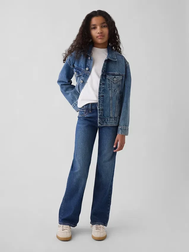 Kinderjeans met lage taille en relaxte, rechte pasvorm
