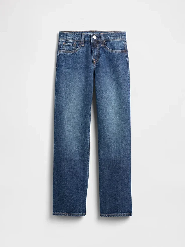 Kinderjeans met lage taille en relaxte, rechte pasvorm