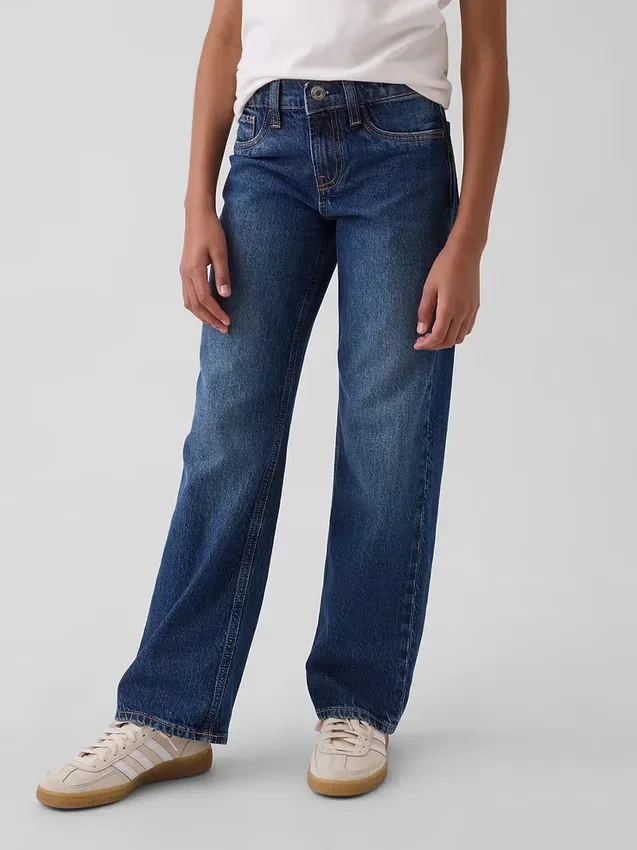 Kinderjeans met lage taille en relaxte, rechte pasvorm