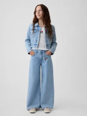 Kinderjeans met lage taille, ‘I Heart NY’-borduursel en baggy pasvorm