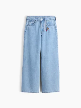 Kinderjeans met lage taille, ‘I Heart NY’-borduursel en baggy pasvorm
