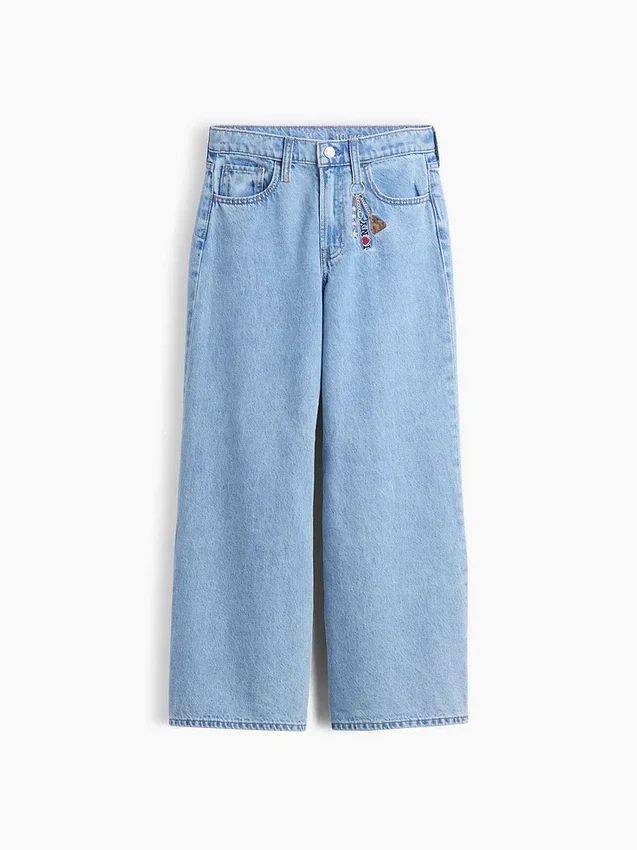 Kinderjeans met lage taille, ‘I Heart NY’-borduursel en baggy pasvorm