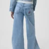 Kinderjeans met lage taille, ‘I Heart NY’-borduursel en baggy pasvorm