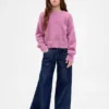 Kinderjeans met lage taille, losse pasvorm en metallic effect