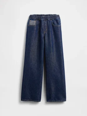 Kinderjeans met lage taille, losse pasvorm en metallic effect