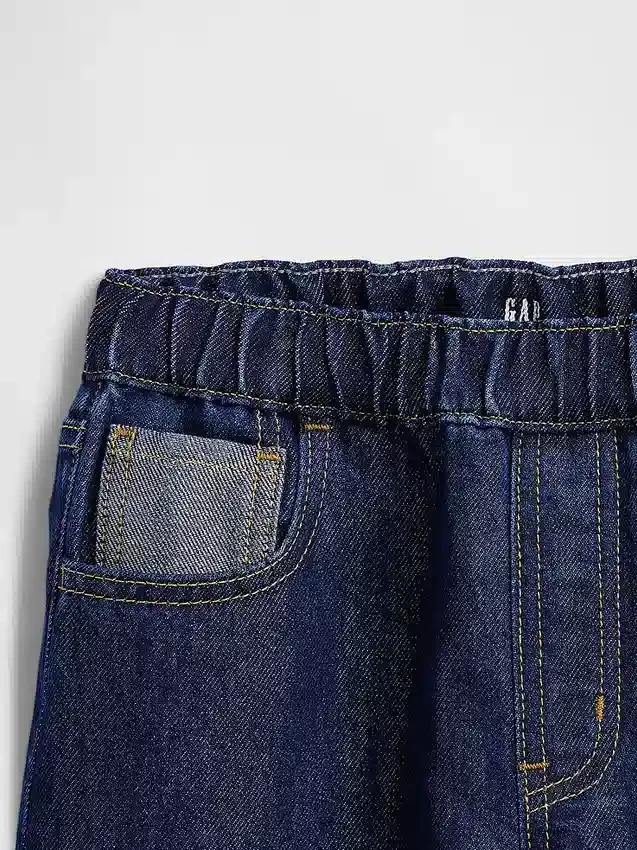 Kinderjeans met lage taille, losse pasvorm en metallic effect