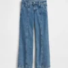 Kinderjeans met lage taille, naden en relaxte flare