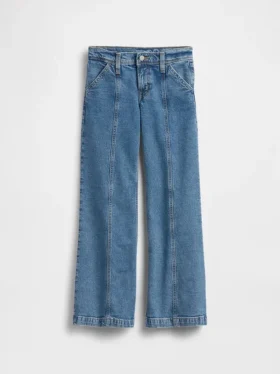 Kinderjeans met lage taille, naden en relaxte flare