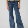 Kinderjeans met lage taille, naden en relaxte flare