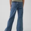 Kinderjeans met lage taille, naden en relaxte flare