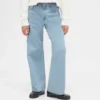Kinderjeans met lage taille, strikjes en wijde pijpen
