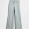 Kinderjeans met lage taille, vetersluiting en relaxte flare