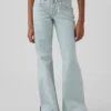 Kinderjeans met lage taille, vetersluiting en relaxte flare