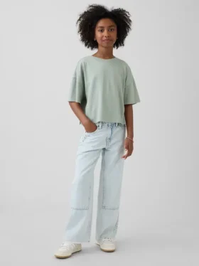 Kinderjeans met lage taille, wijd been