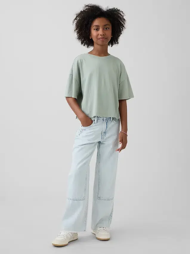 Kinderjeans met lage taille, wijd been