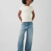 Kinderjeans met lage taille, wijd been