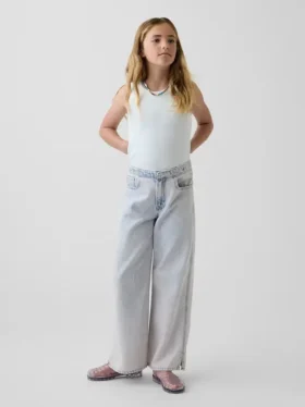 Kinderjeans met lage taille, wijd been