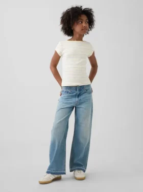 Kinderjeans met lage taille, wijd been
