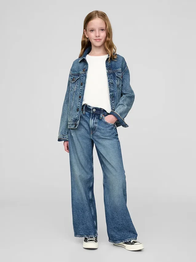 Kinderjeans met lage taille, wijd been
