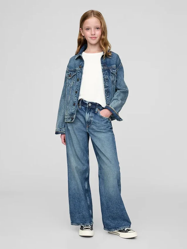 Kinderjeans met lage taille, wijd been