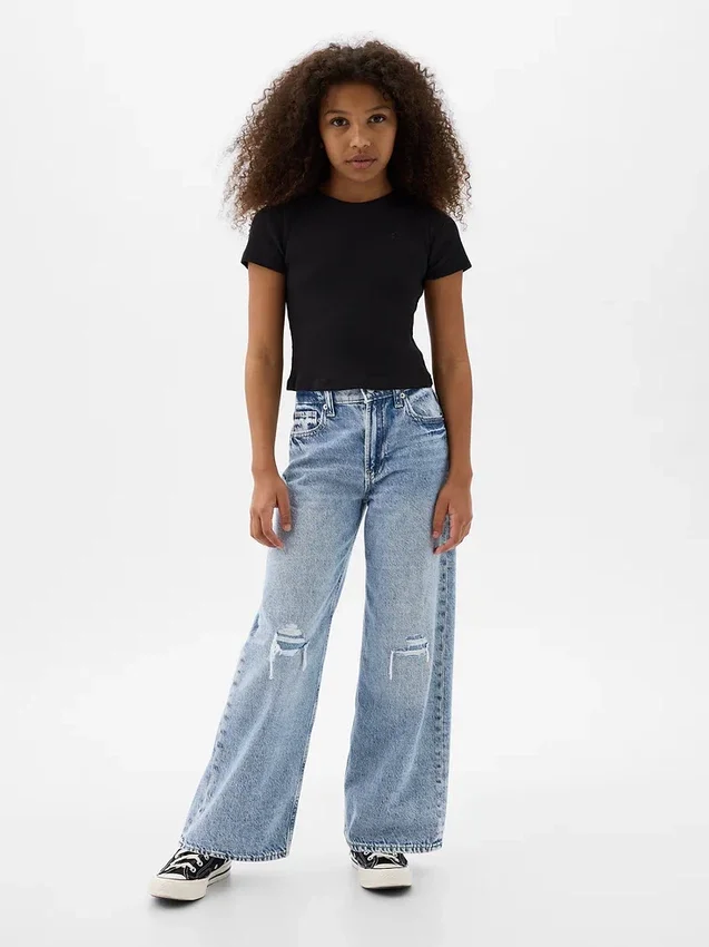 Kinderjeans met lage taille, wijd been