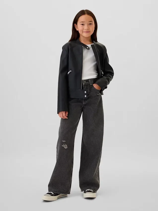 Kinderjeans met lage taille, wijd been