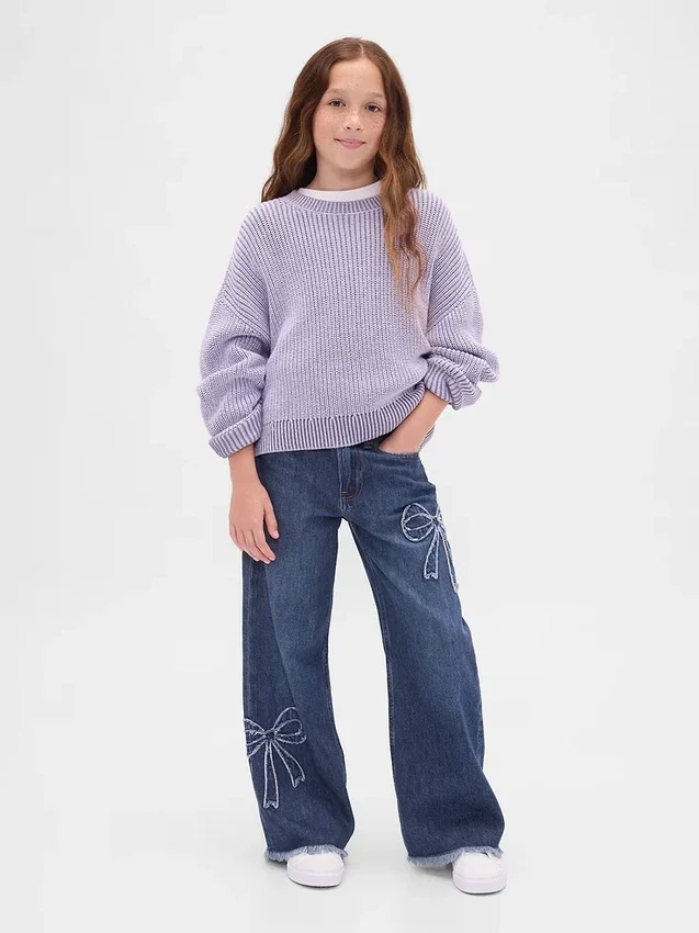Kinderjeans met lage taille, wijd been