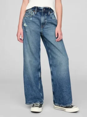 Kinderjeans met lage taille, wijd been