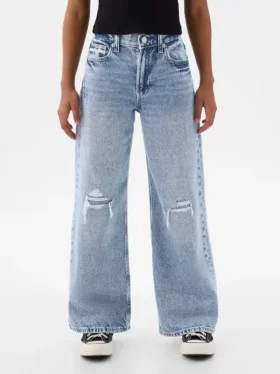 Kinderjeans met lage taille, wijd been